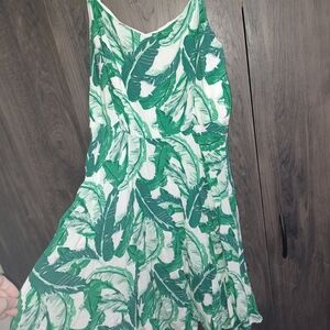 Old Navy Green Leaf Print Midi Dress